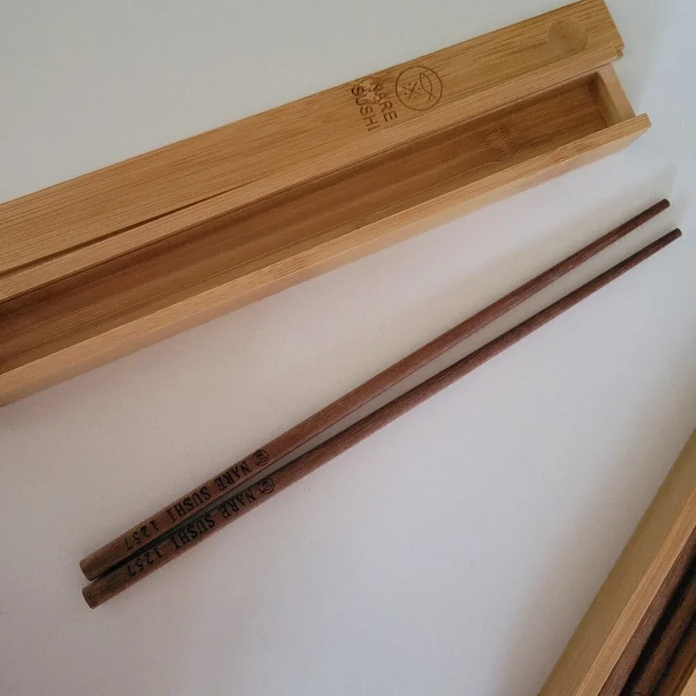NEW Nare Sushi Bamboo Wood Natural Chopsticks Set - Picture 7 of 8